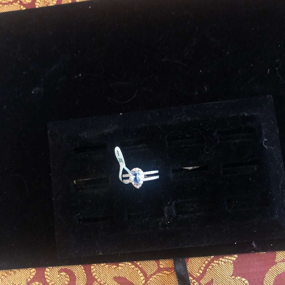 .925 Solid Sterling Silver With Lab Created Blue … - image 1